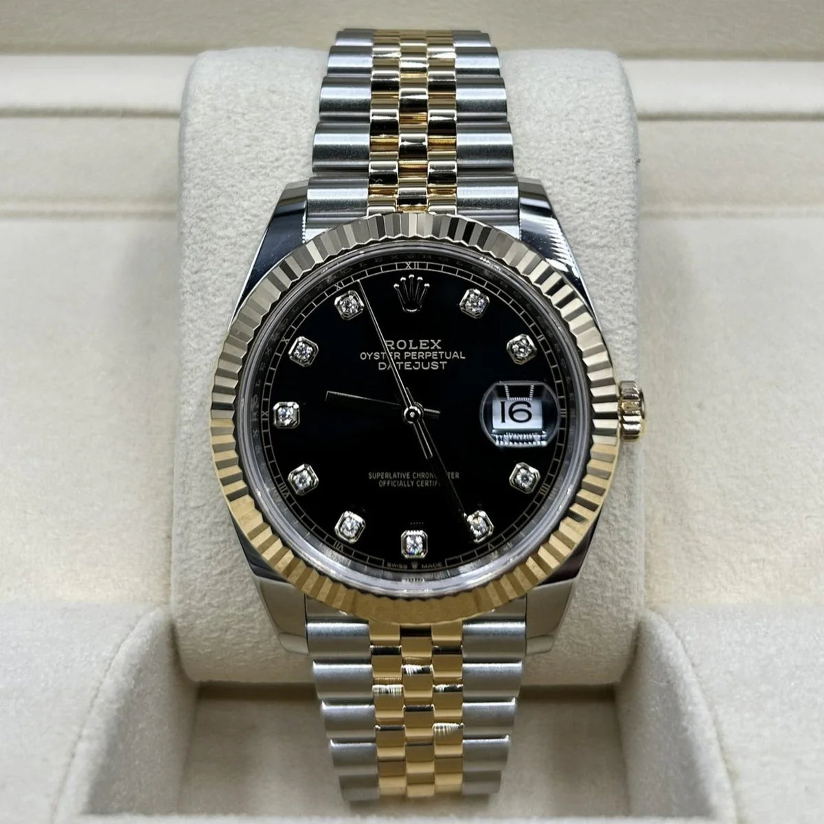 Rolex Datejust 41 Black Diamond Dial Two Tone on Jubilee 126333